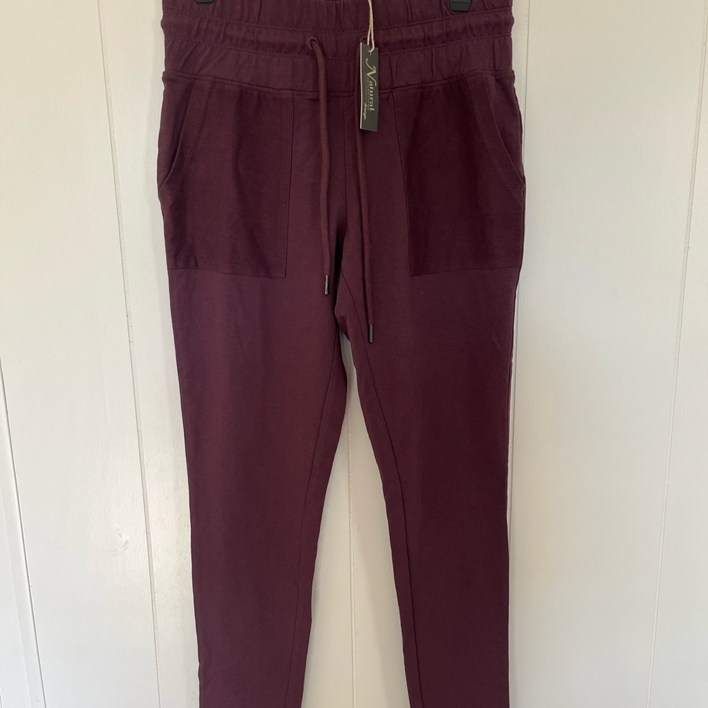 Natural Reflections Burgundy French Terry Jogger Pants Size Medium New